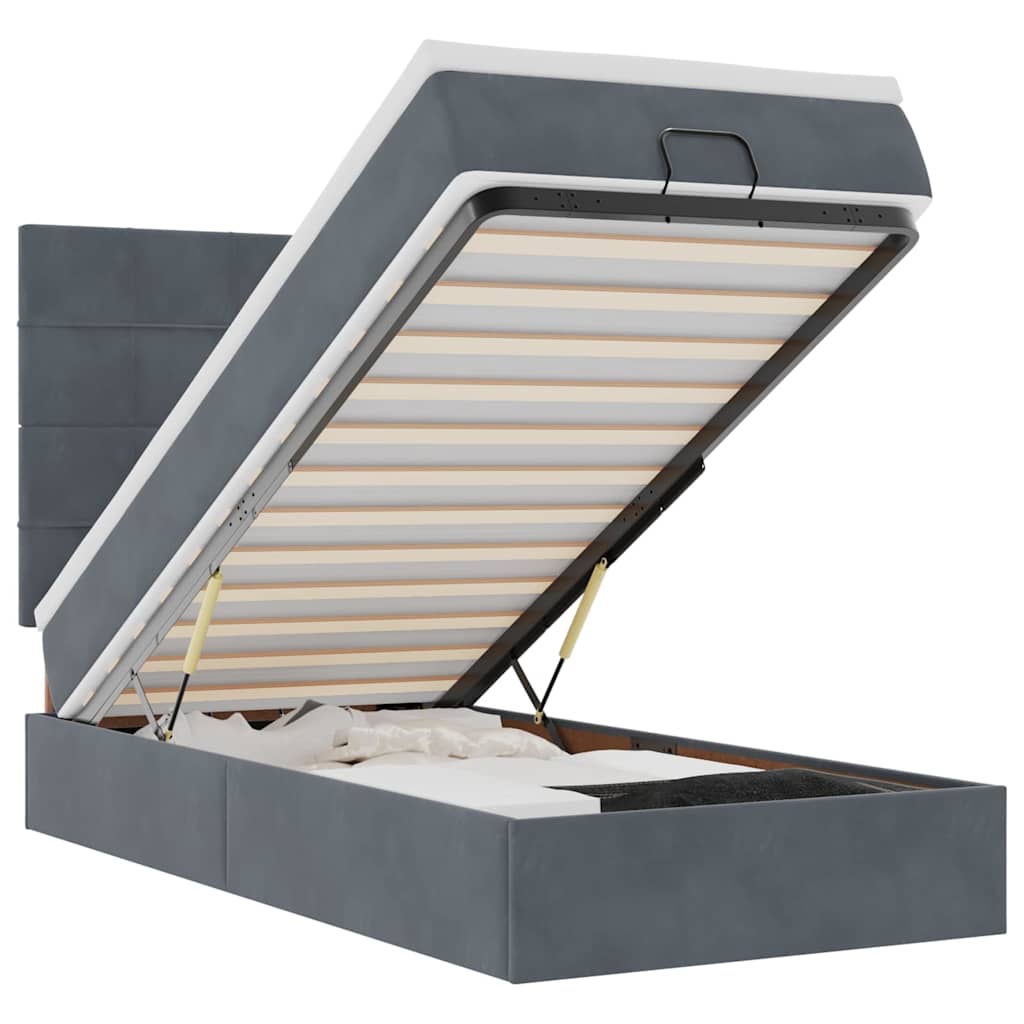 Ottoman bed met matrassen en LED's 90x200cm fluweel donkergrijs is nu te koop bij PeponiXL, paradijselijk wonen!