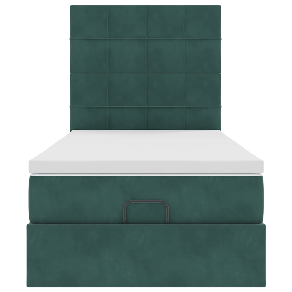 Ottoman bed met matrassen en LED's 90x200cm fluweel donkergroen is nu te koop bij PeponiXL, paradijselijk wonen!