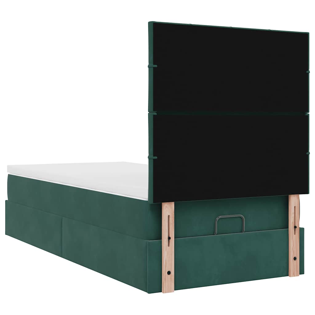 Ottoman bed met matrassen en LED's 90x200cm fluweel donkergroen is nu te koop bij PeponiXL, paradijselijk wonen!