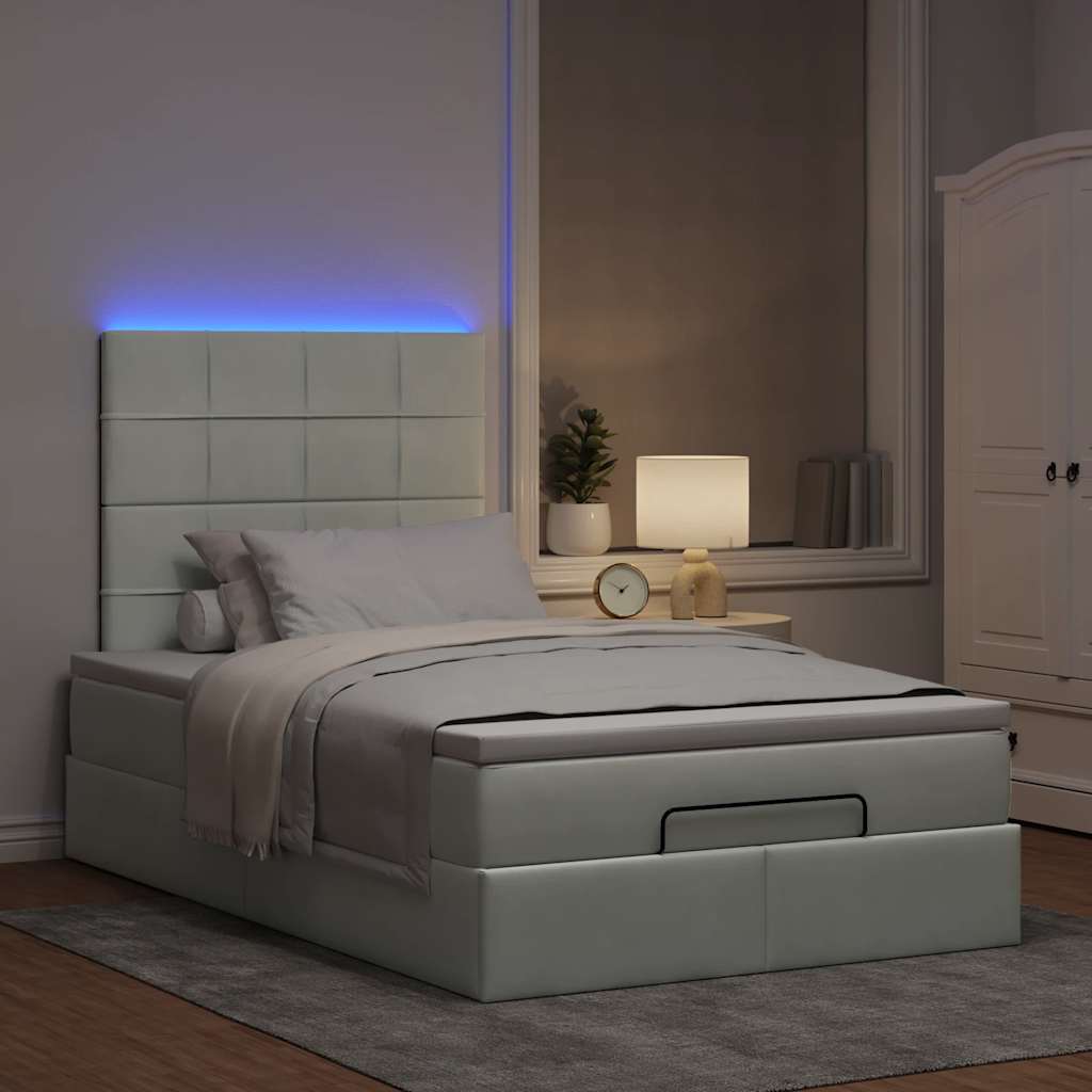 Ottoman bed met matrassen en LED's 120x190cm fluweel lichtgrijs is nu te koop bij PeponiXL, paradijselijk wonen!