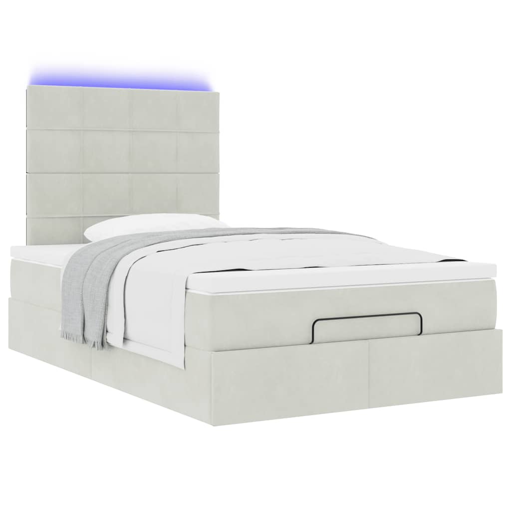 Ottoman bed met matrassen en LED's 120x190cm fluweel lichtgrijs is nu te koop bij PeponiXL, paradijselijk wonen!
