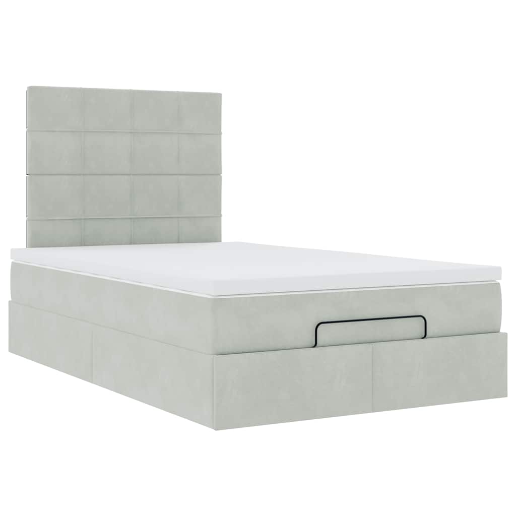 Ottoman bed met matrassen en LED's 120x190cm fluweel lichtgrijs is nu te koop bij PeponiXL, paradijselijk wonen!