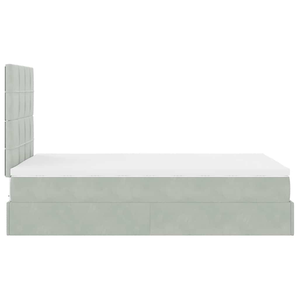 Ottoman bed met matrassen en LED's 120x190cm fluweel lichtgrijs is nu te koop bij PeponiXL, paradijselijk wonen!