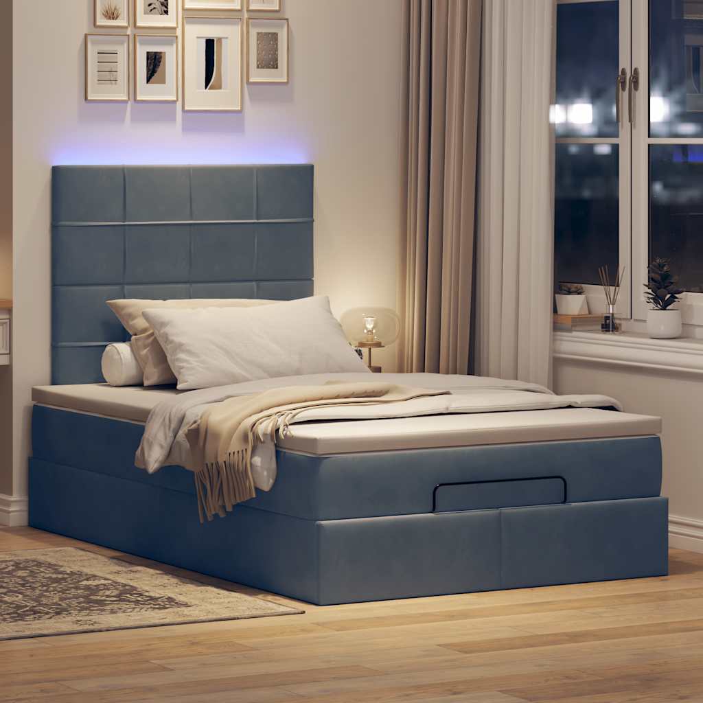 Ottoman bed met matrassen en LED's 120x190cm fluweel is nu te koop bij PeponiXL, paradijselijk wonen!