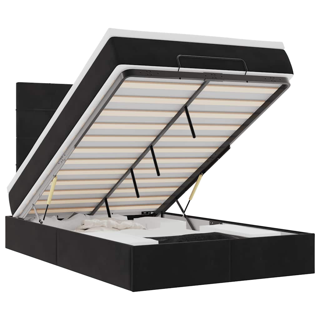Ottoman bed met matrassen en LED's 120x190cm fluweel zwart is nu te koop bij PeponiXL, paradijselijk wonen!