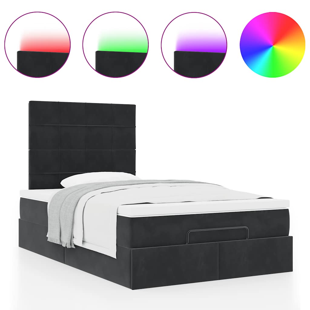 Ottoman bed met matrassen en LED's 120x190cm fluweel zwart is nu te koop bij PeponiXL, paradijselijk wonen!