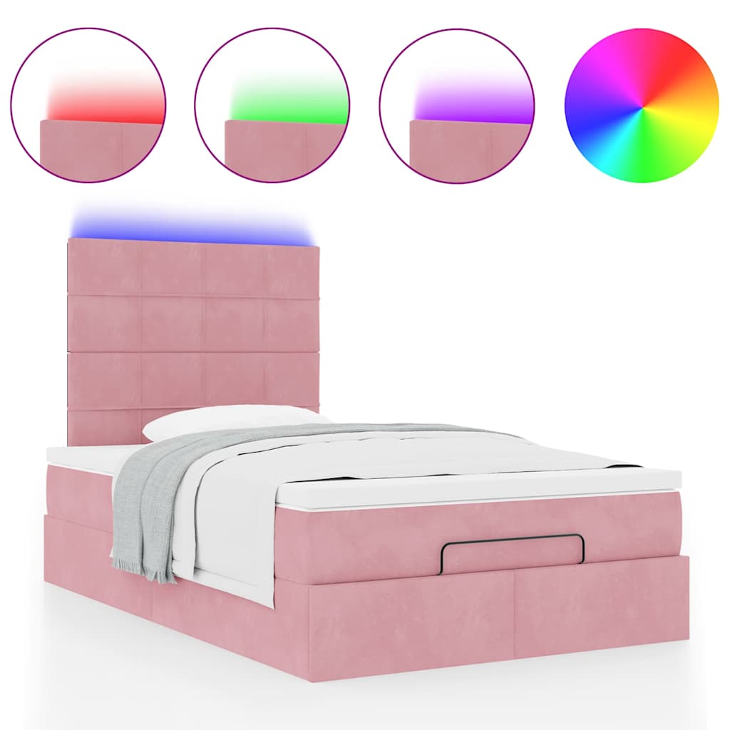 Ottoman bed met matrassen en LED's 120x190cm fluweel roze is nu te koop bij PeponiXL, paradijselijk wonen!