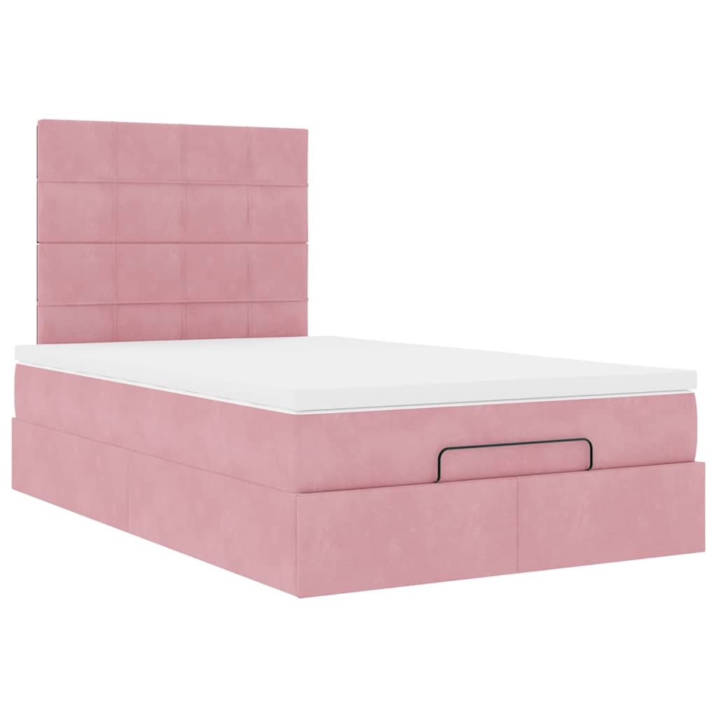 Ottoman bed met matrassen en LED's 120x190cm fluweel roze is nu te koop bij PeponiXL, paradijselijk wonen!