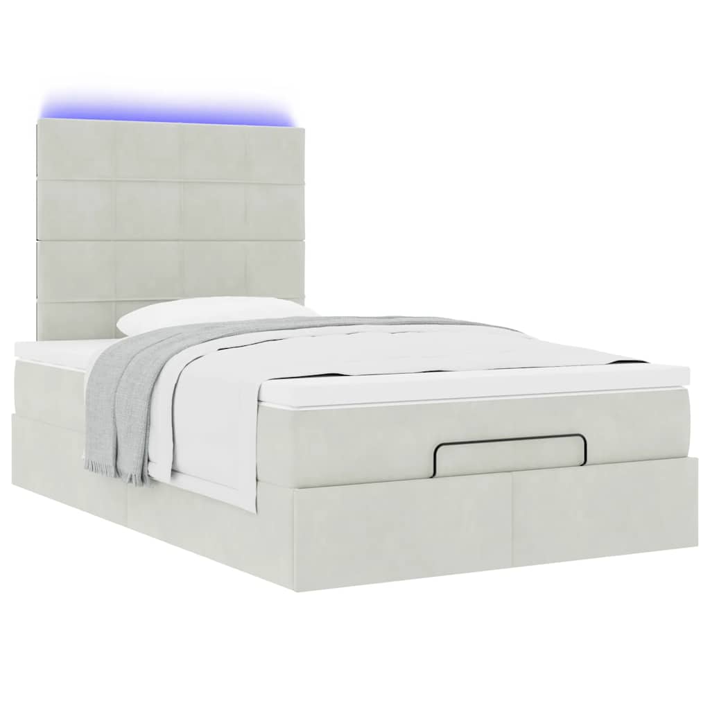 Ottoman bed met matrassen en LED's 120x200cm fluweel lichtgrijs is nu te koop bij PeponiXL, paradijselijk wonen!