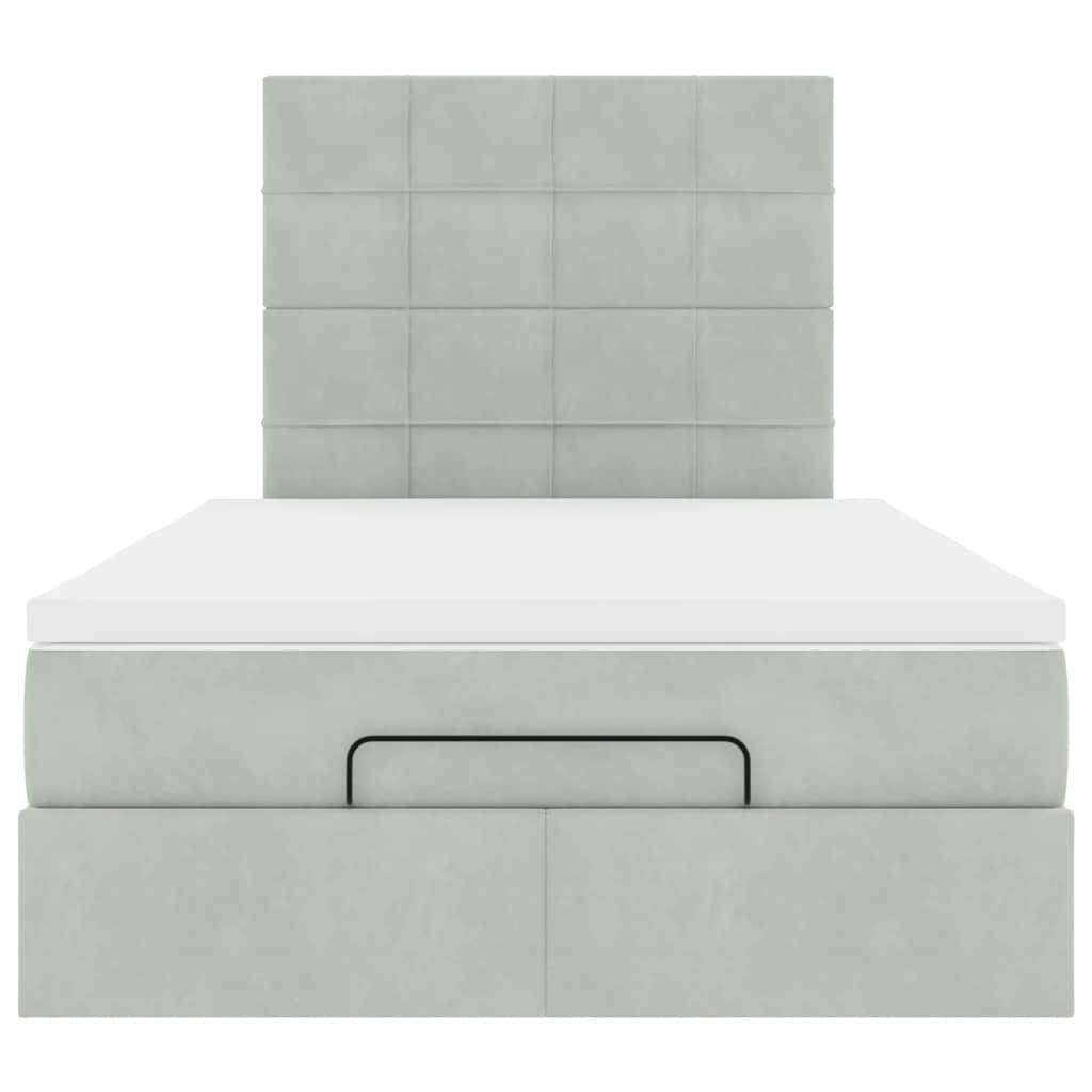 Ottoman bed met matrassen en LED's 120x200cm fluweel lichtgrijs is nu te koop bij PeponiXL, paradijselijk wonen!