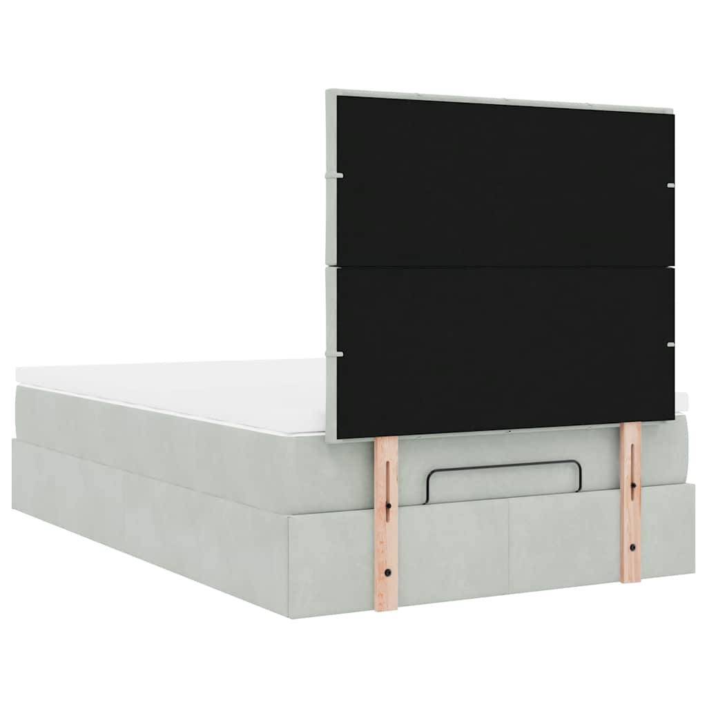 Ottoman bed met matrassen en LED's 120x200cm fluweel lichtgrijs is nu te koop bij PeponiXL, paradijselijk wonen!