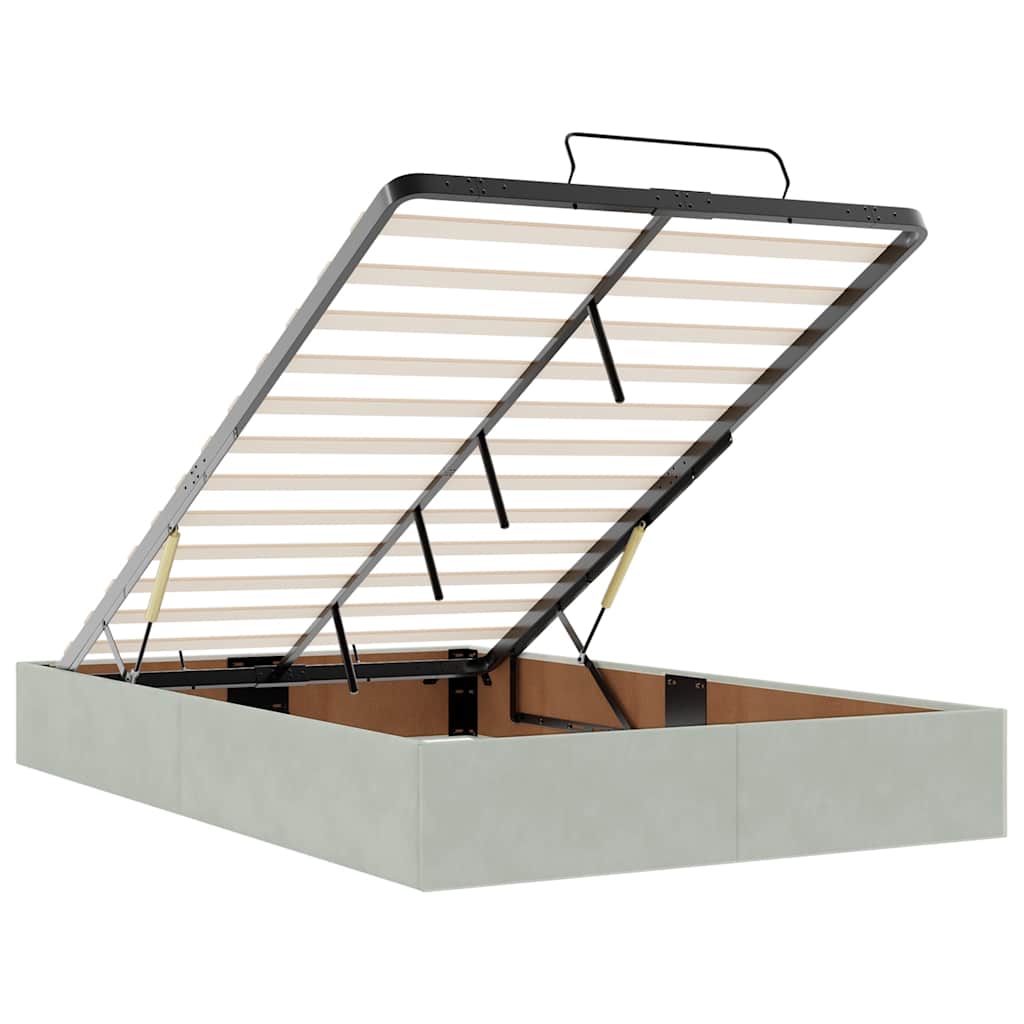 Ottoman bed met matrassen en LED's 120x200cm fluweel lichtgrijs is nu te koop bij PeponiXL, paradijselijk wonen!