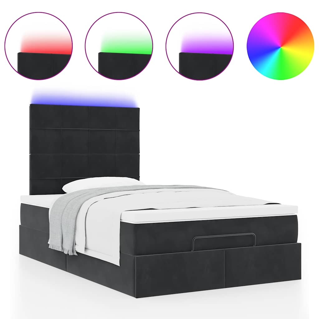 Ottoman bed met matrassen en LED's 120x200cm fluweel zwart is nu te koop bij PeponiXL, paradijselijk wonen!