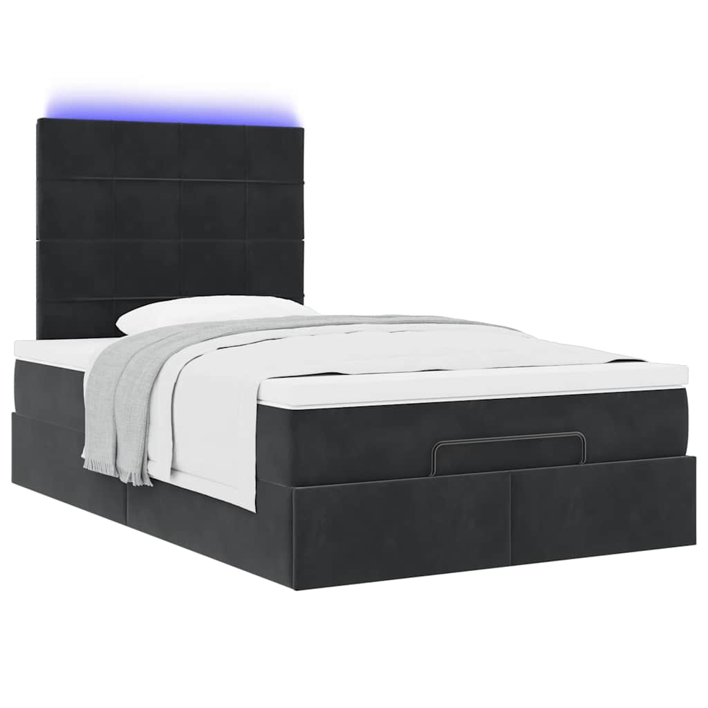 Ottoman bed met matrassen en LED's 120x200cm fluweel zwart is nu te koop bij PeponiXL, paradijselijk wonen!