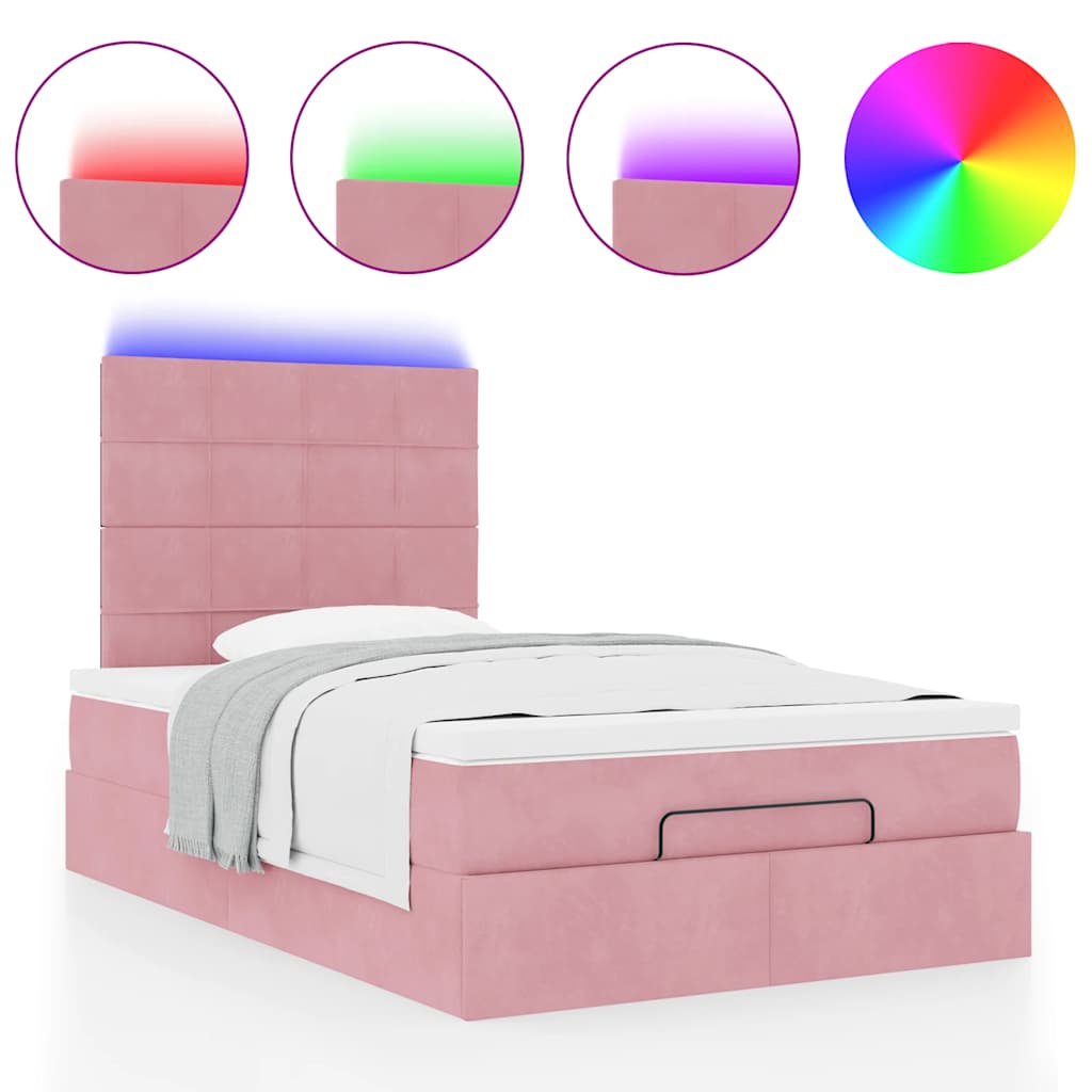 Ottoman bed met matrassen en LED's 120x200cm fluweel roze is nu te koop bij PeponiXL, paradijselijk wonen!