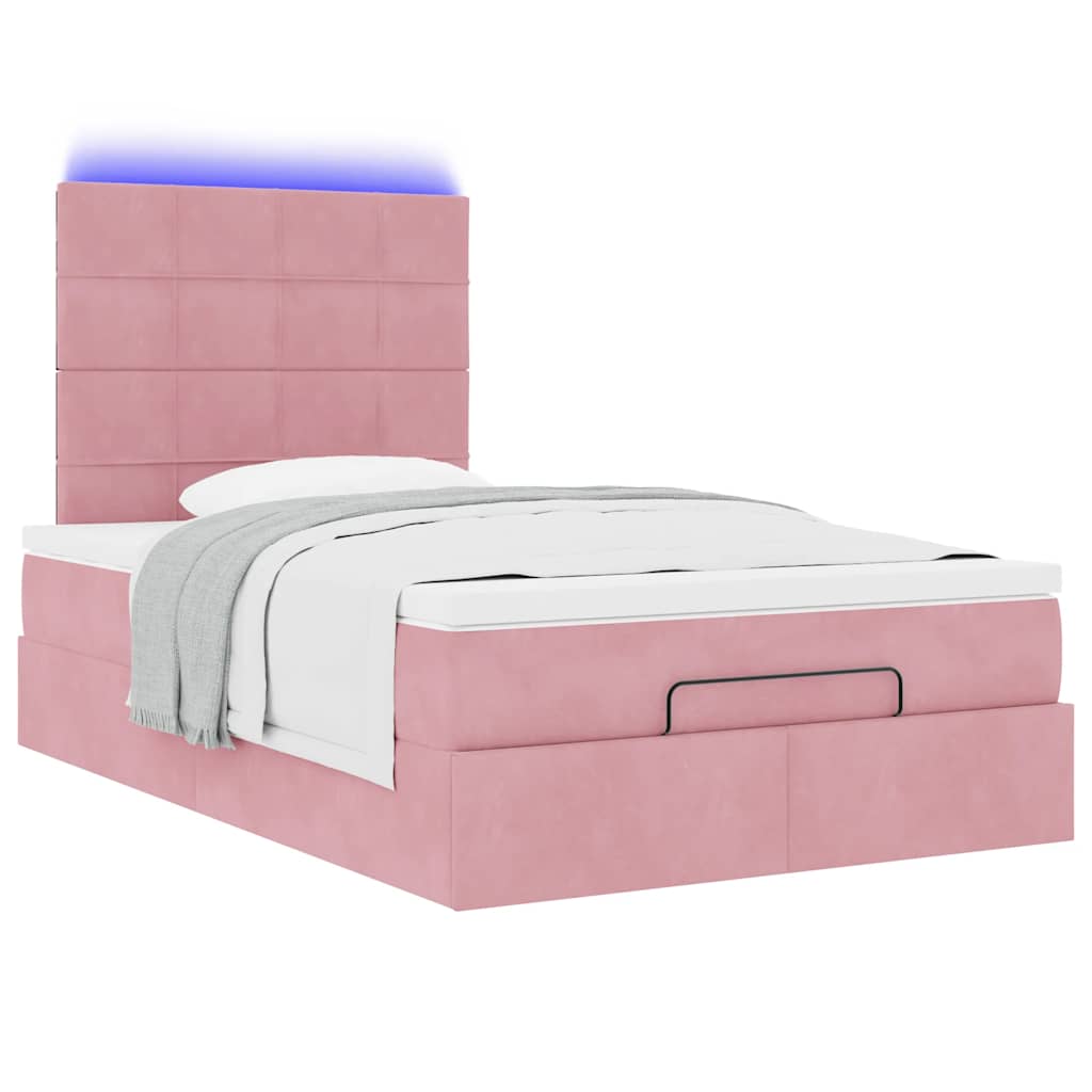 Ottoman bed met matrassen en LED's 120x200cm fluweel roze is nu te koop bij PeponiXL, paradijselijk wonen!