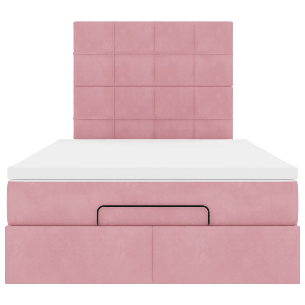 Ottoman bed met matrassen en LED's 120x200cm fluweel roze is nu te koop bij PeponiXL, paradijselijk wonen!