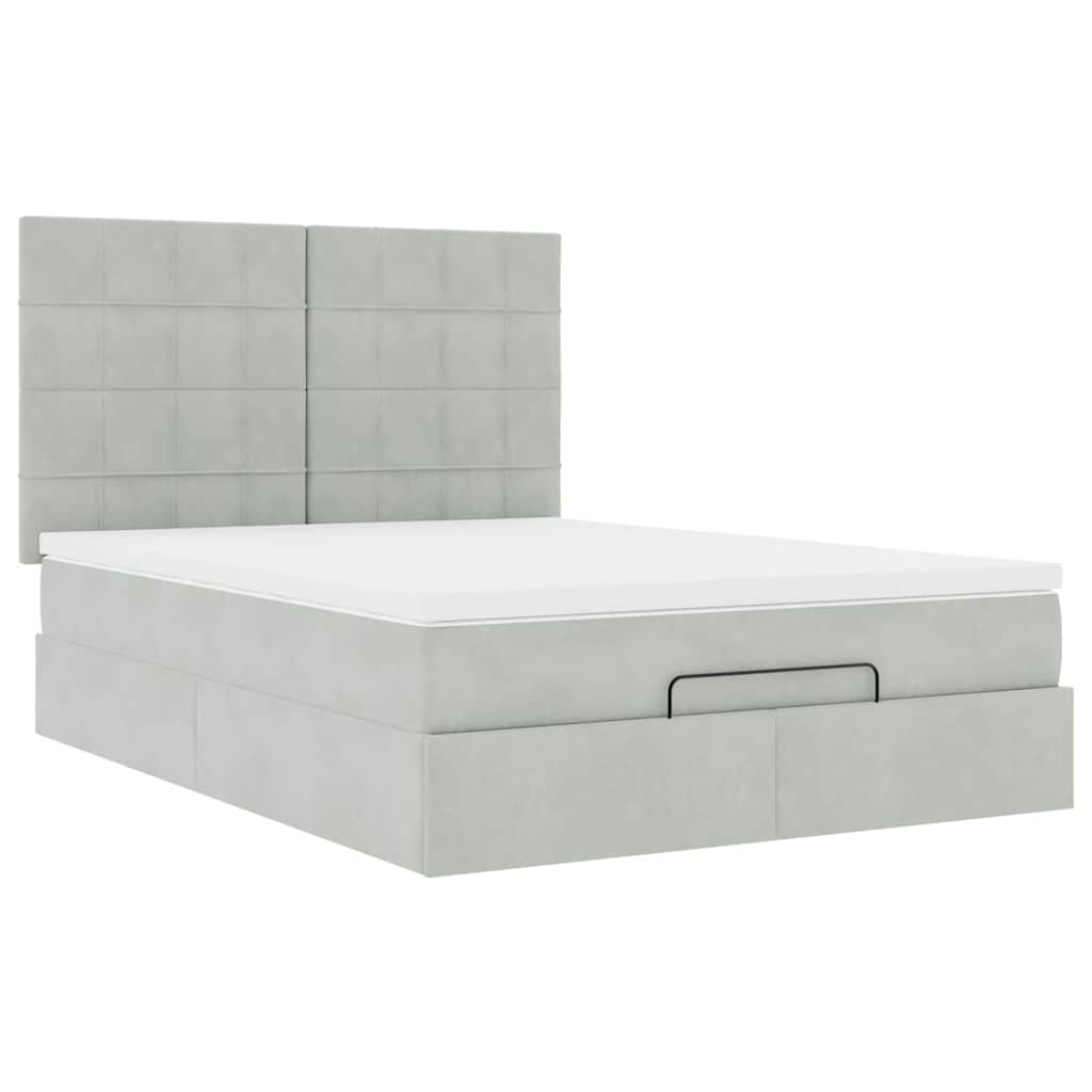 Ottoman bed met matrassen en LED's 140x190cm fluweel lichtgrijs is nu te koop bij PeponiXL, paradijselijk wonen!