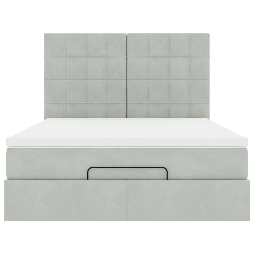 Ottoman bed met matrassen en LED's 140x190cm fluweel lichtgrijs is nu te koop bij PeponiXL, paradijselijk wonen!