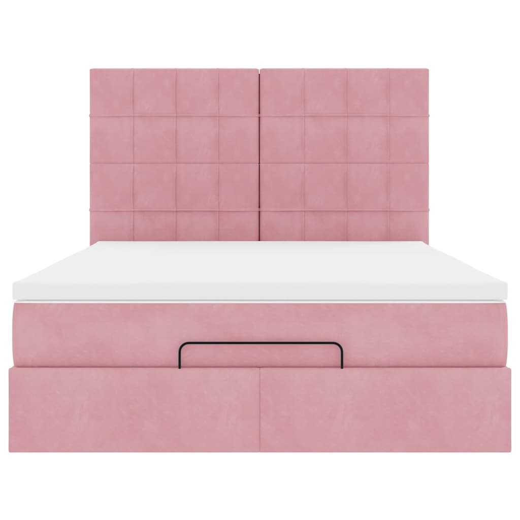 Ottoman bed met matrassen en LED's 140x190cm fluweel roze is nu te koop bij PeponiXL, paradijselijk wonen!