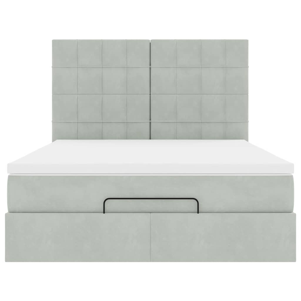 Ottoman bed met matrassen en LED's 140x200cm fluweel lichtgrijs is nu te koop bij PeponiXL, paradijselijk wonen!