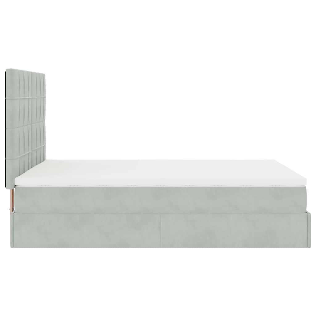 Ottoman bed met matrassen en LED's 140x200cm fluweel lichtgrijs is nu te koop bij PeponiXL, paradijselijk wonen!