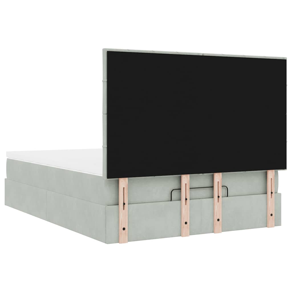 Ottoman bed met matrassen en LED's 140x200cm fluweel lichtgrijs is nu te koop bij PeponiXL, paradijselijk wonen!