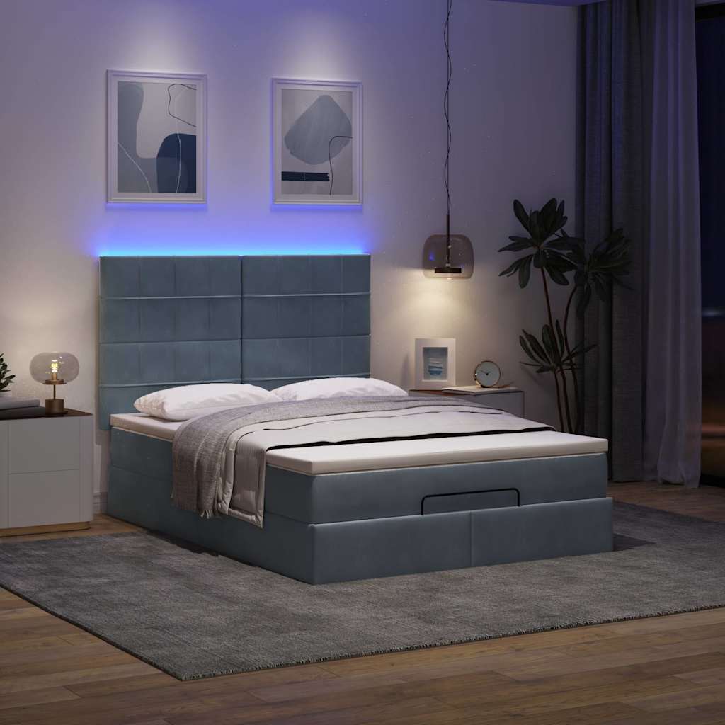 Ottoman bed met matrassen en LED's 140x200cm fluweel is nu te koop bij PeponiXL, paradijselijk wonen!