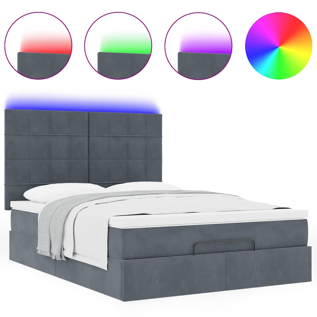 Ottoman bed met matrassen en LED's 140x200cm fluweel is nu te koop bij PeponiXL, paradijselijk wonen!
