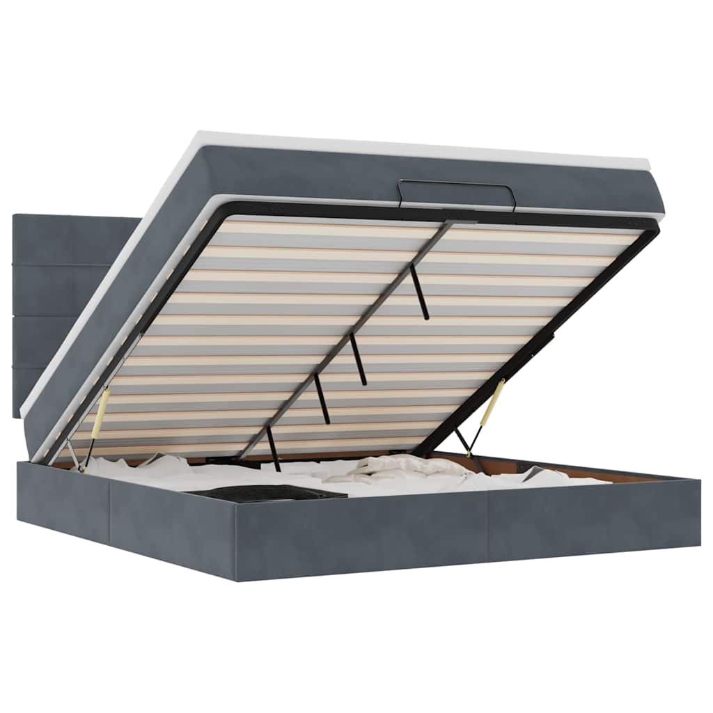 Ottoman bed met matrassen en LED's 160x200cm fluweel is nu te koop bij PeponiXL, paradijselijk wonen!