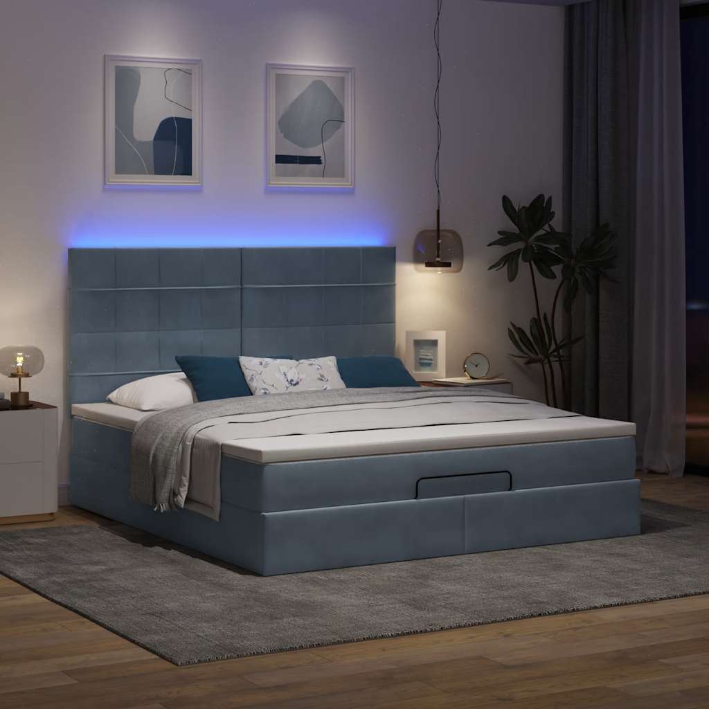 Ottoman bed met matrassen en LED's 160x200cm fluweel is nu te koop bij PeponiXL, paradijselijk wonen!