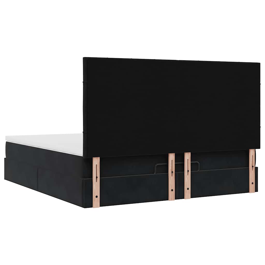 Ottoman bed met matrassen en LED's 160x200cm fluweel zwart is nu te koop bij PeponiXL, paradijselijk wonen!