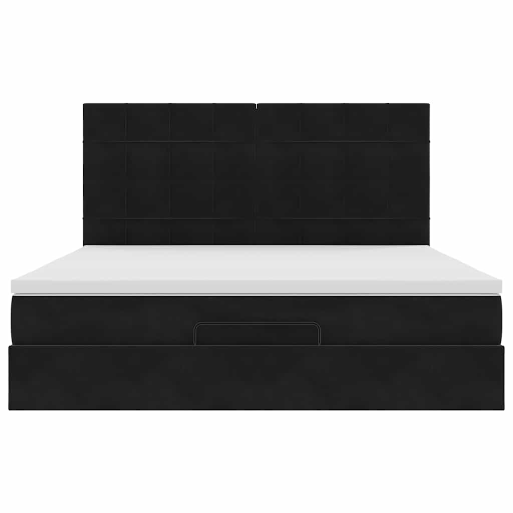 Ottoman bed met matrassen en LED's 180x200cm fluweel zwart is nu te koop bij PeponiXL, paradijselijk wonen!
