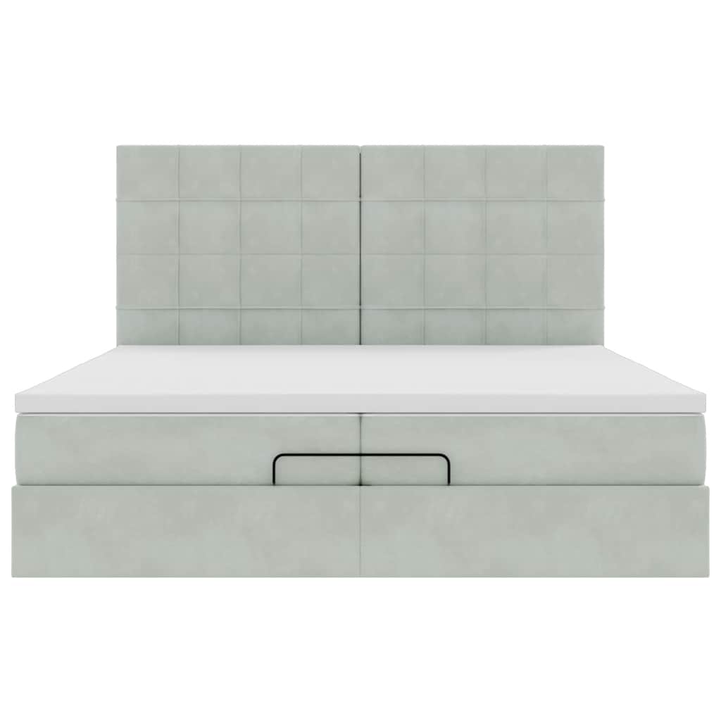 Ottoman bed met matrassen en LED's 200x200cm fluweel lichtgrijs is nu te koop bij PeponiXL, paradijselijk wonen!