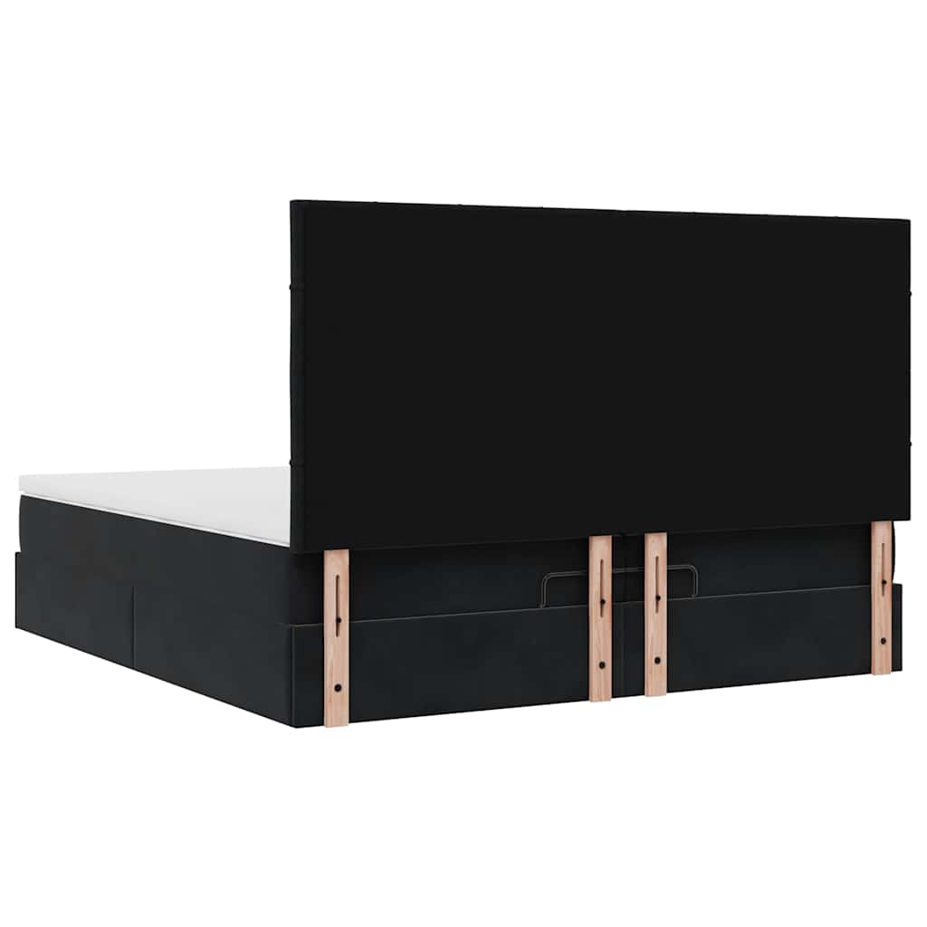 Ottoman bed met matrassen en LED's 200x200cm fluweel zwart is nu te koop bij PeponiXL, paradijselijk wonen!