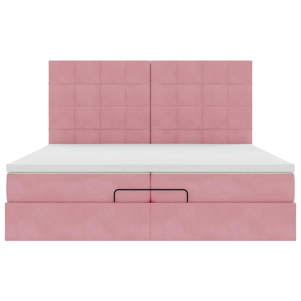 Ottoman bed met matrassen en LED's 200x200cm fluweel roze is nu te koop bij PeponiXL, paradijselijk wonen!