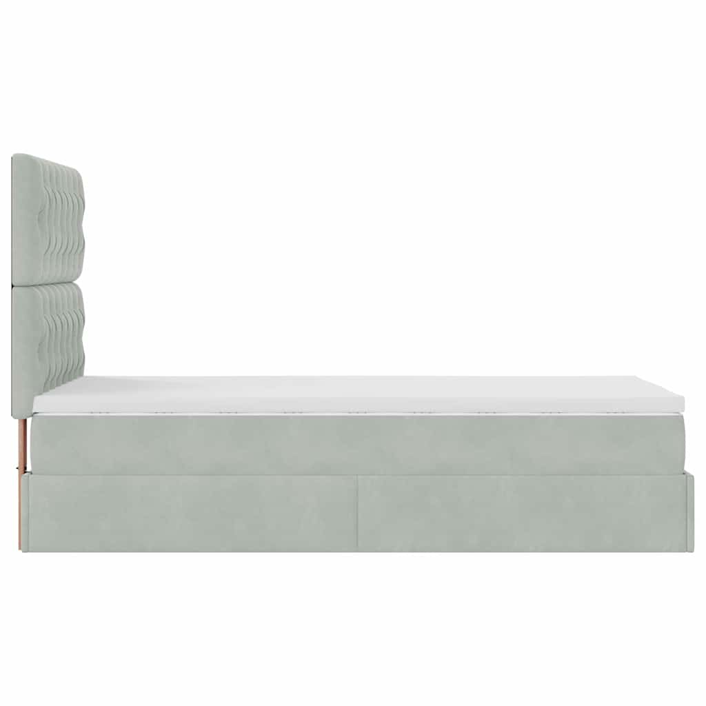 Ottoman bed met matrassen en LED's 80x200cm fluweel lichtgrijs is nu te koop bij PeponiXL, paradijselijk wonen!