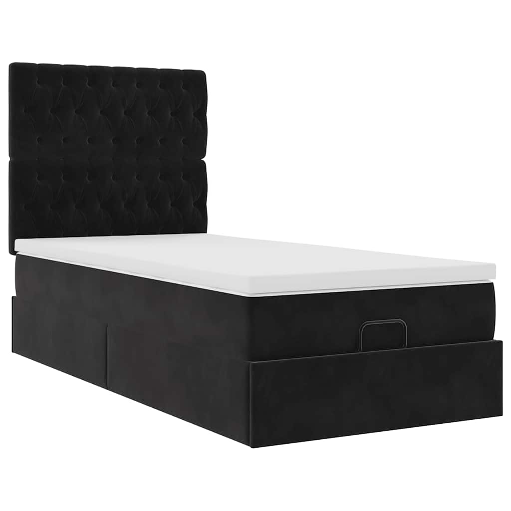 Ottoman bed met matrassen en LED's 80x200cm fluweel zwart is nu te koop bij PeponiXL, paradijselijk wonen!