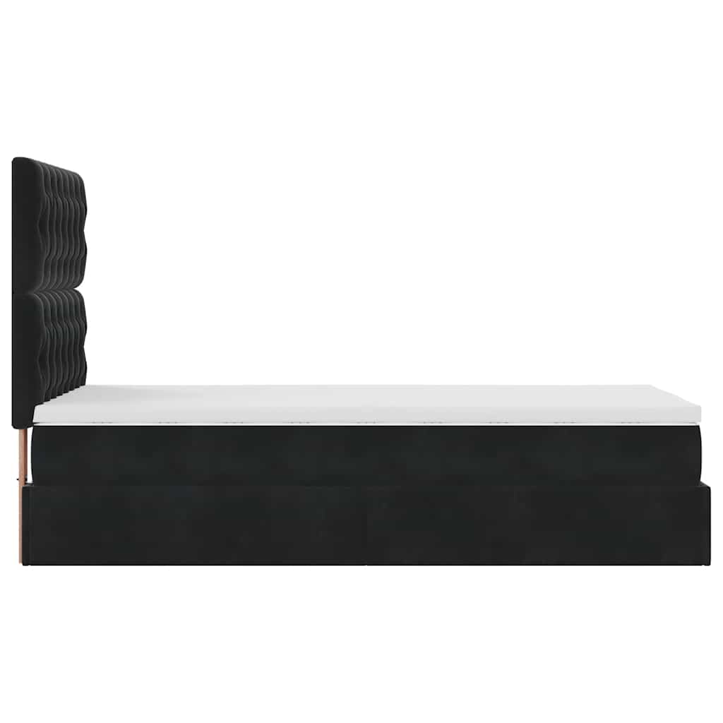 Ottoman bed met matrassen en LED's 80x200cm fluweel zwart is nu te koop bij PeponiXL, paradijselijk wonen!