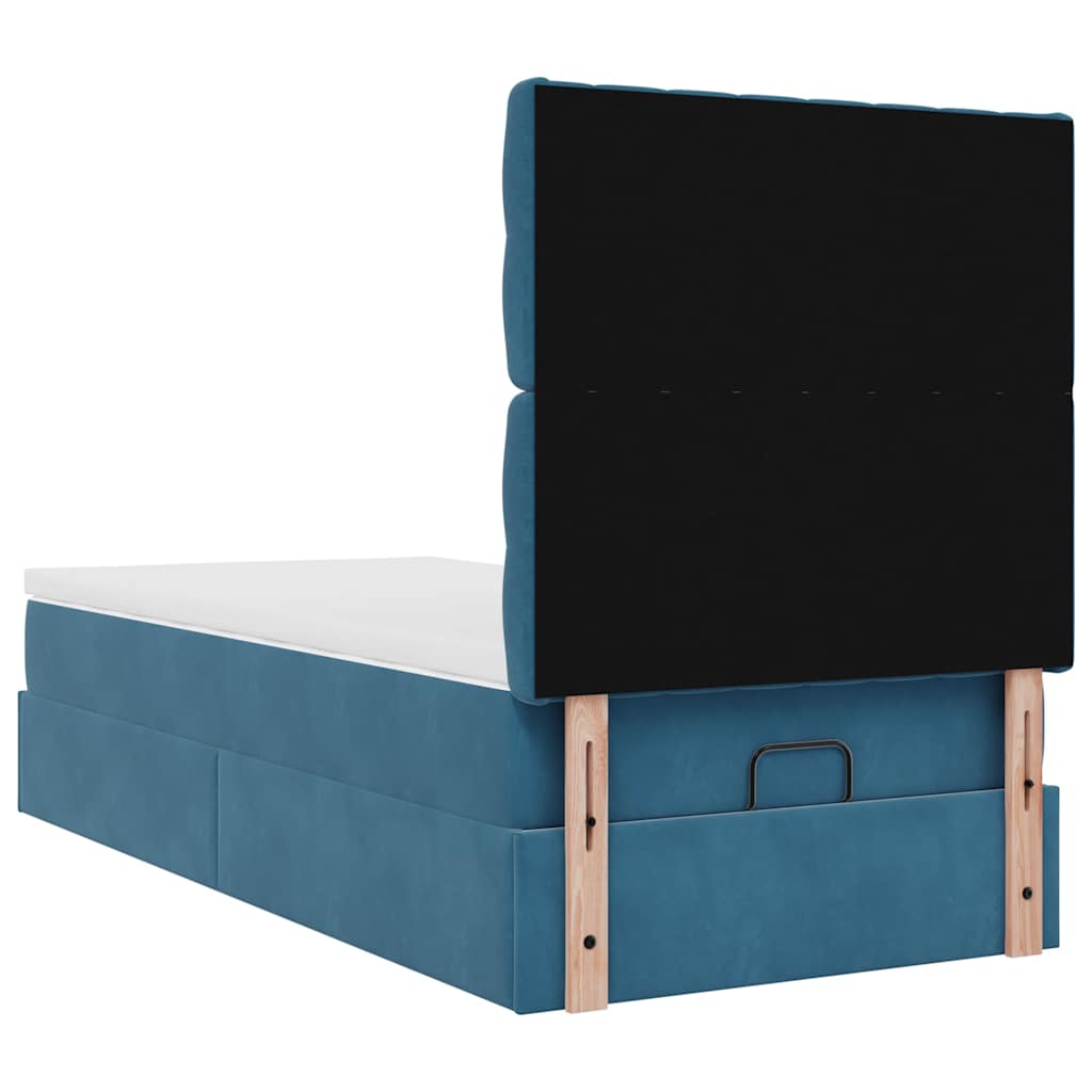 Ottoman bed met matrassen en LED's 80x200cm fluweel donkerblauw is nu te koop bij PeponiXL, paradijselijk wonen!