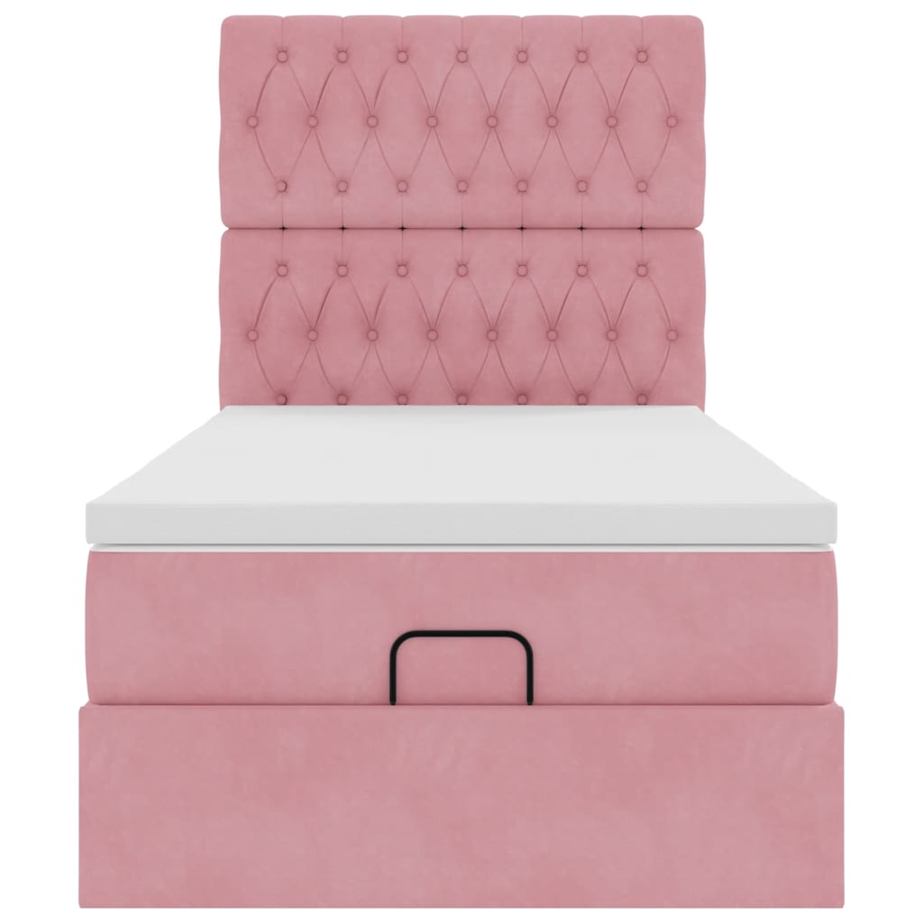 Ottoman bed met matrassen en LED's 80x200cm fluweel roze is nu te koop bij PeponiXL, paradijselijk wonen!