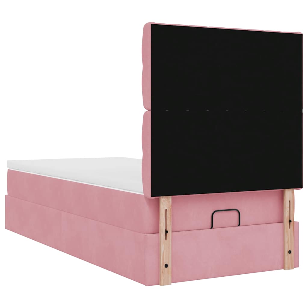 Ottoman bed met matrassen en LED's 80x200cm fluweel roze is nu te koop bij PeponiXL, paradijselijk wonen!