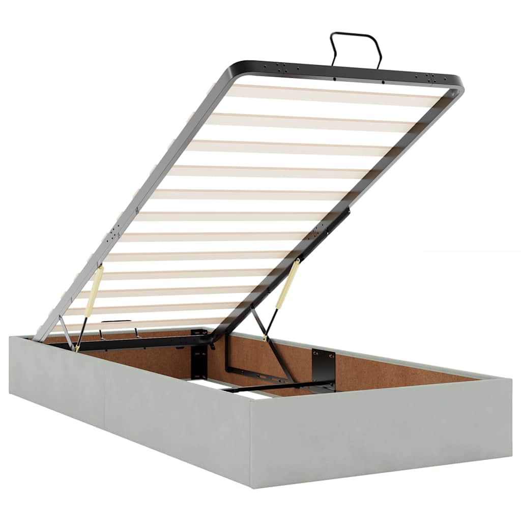 Ottoman bed met matrassen en LED's 90x190cm fluweel lichtgrijs is nu te koop bij PeponiXL, paradijselijk wonen!