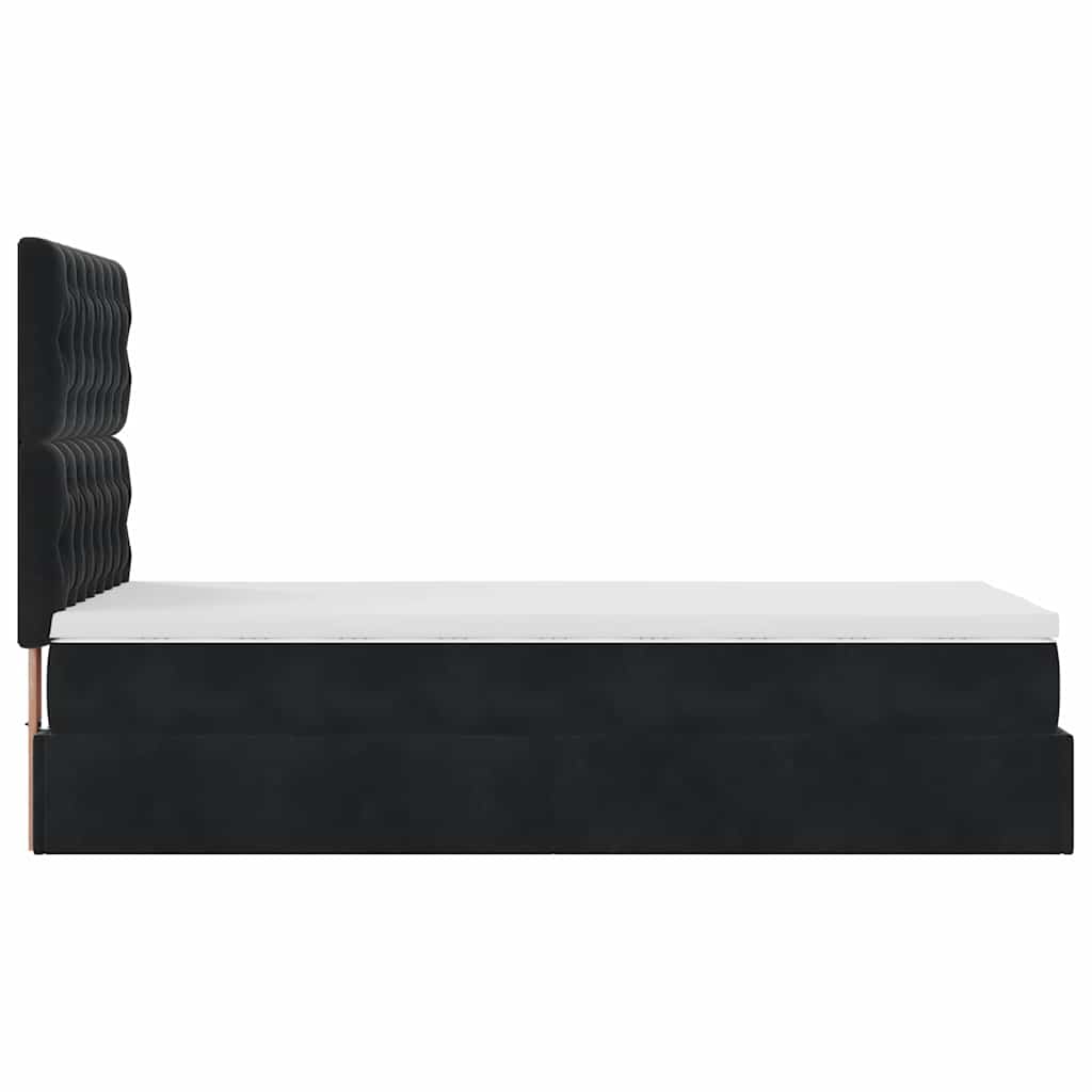 Ottoman bed met matrassen en LED's 90x190cm fluweel zwart is nu te koop bij PeponiXL, paradijselijk wonen!