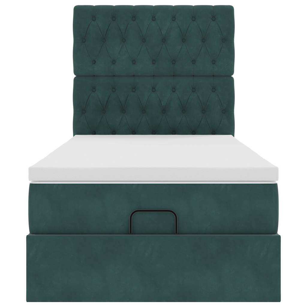 Ottoman bed met matrassen en LED's 90x190cm fluweel donkergroen is nu te koop bij PeponiXL, paradijselijk wonen!