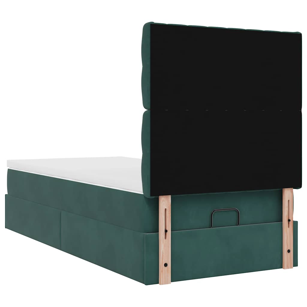 Ottoman bed met matrassen en LED's 90x190cm fluweel donkergroen is nu te koop bij PeponiXL, paradijselijk wonen!