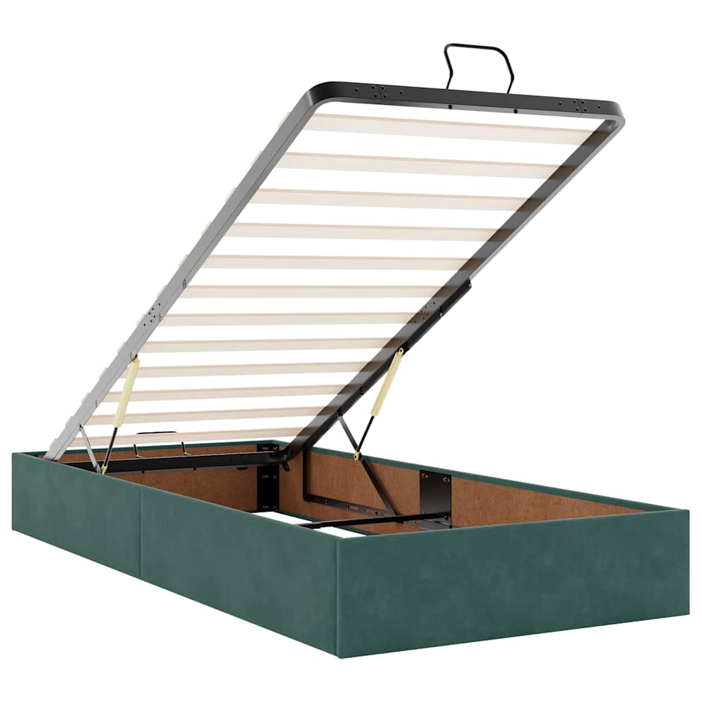 Ottoman bed met matrassen en LED's 90x190cm fluweel donkergroen is nu te koop bij PeponiXL, paradijselijk wonen!