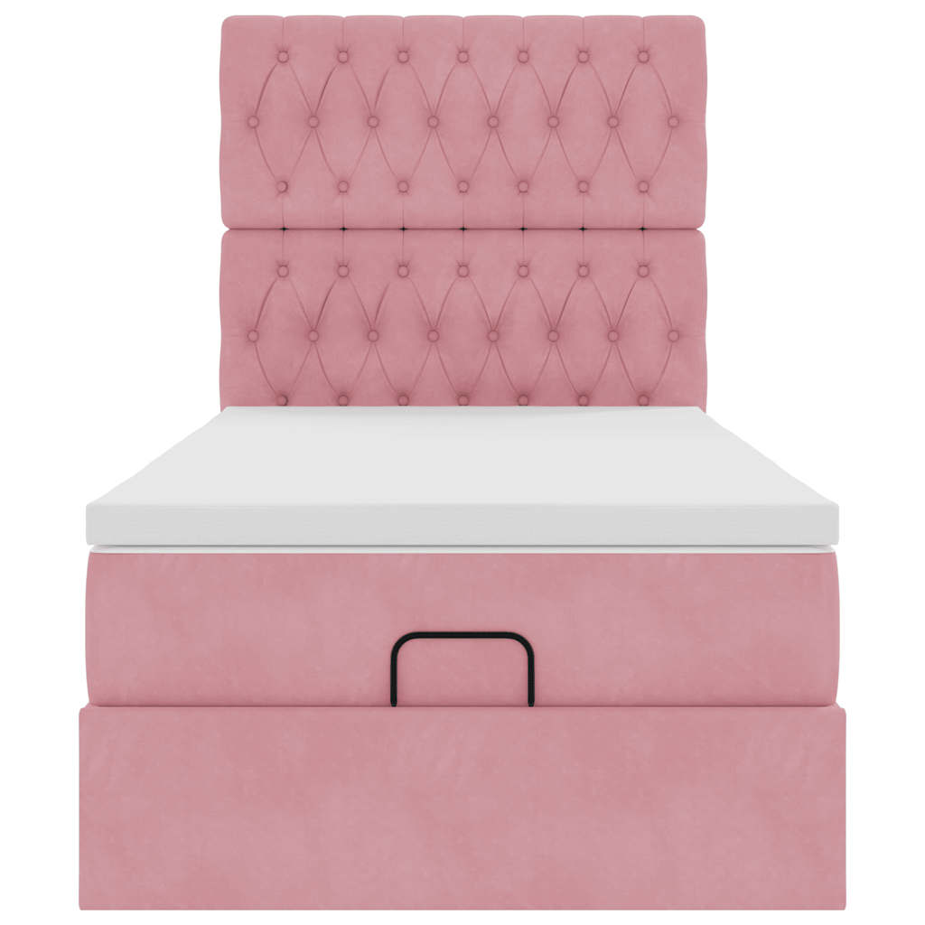 Ottoman bed met matrassen en LED's 90x200cm fluweel roze is nu te koop bij PeponiXL, paradijselijk wonen!