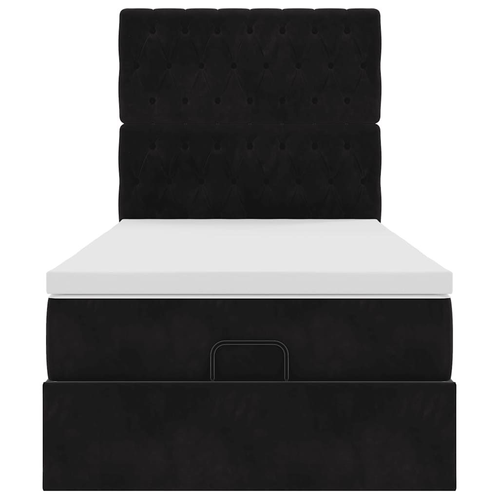 Ottoman bed met matrassen en LED's 100x200cm fluweel zwart is nu te koop bij PeponiXL, paradijselijk wonen!