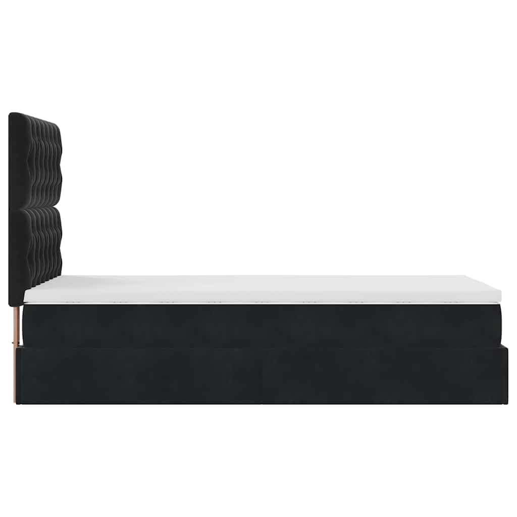 Ottoman bed met matrassen en LED's 100x200cm fluweel zwart is nu te koop bij PeponiXL, paradijselijk wonen!